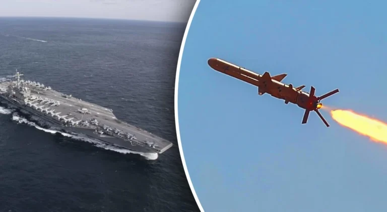 Авіаносець USS Gerald R. Ford запускає ракету флотом США у війні з Іраном