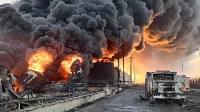 Масштабна пожежа на нафтобазі від атак РФ на паливні запаси України
