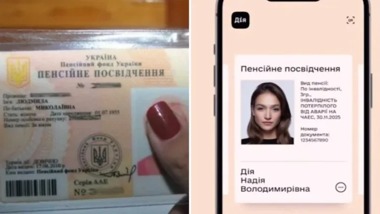 Пенсия в смартфоне: ПФУ советует отказаться от бумажных удостоверений Сравнение бумажного пенсионного удостоверения и цифрового в «Дія» на смартфоне
