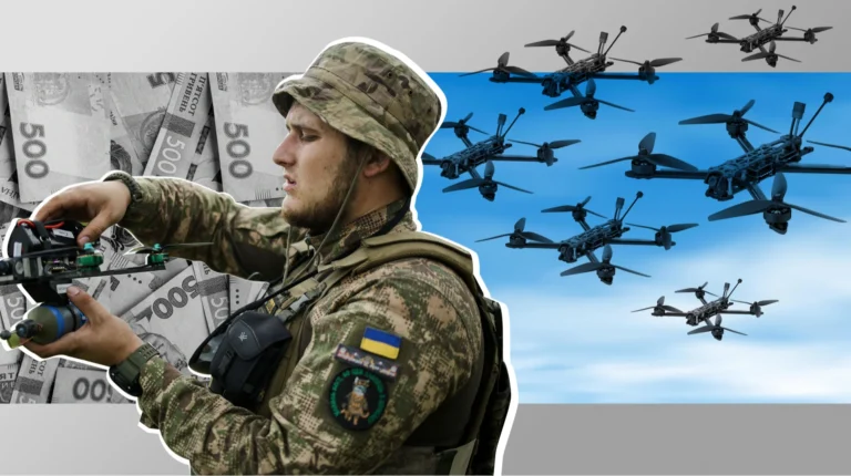 Военный ВСУ с FPV-дроном и 5,5 млн грн на фоне роя дронов для фронта
