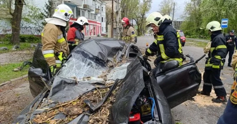 Спасатели осматривают Mercedes-Benz после смертельного наезда на мать на Одещині.