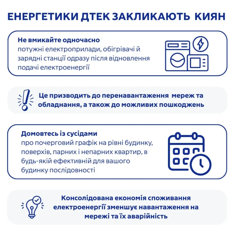 Энергетики ДТЭК призывают киевлян изменить график потребления электроэнергии