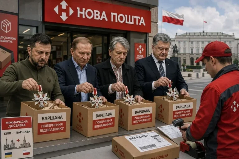 Гройсман та інші політики повертають Польщі ордени Заслуг через Нову Пошту до Варшави