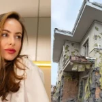 Христина Горняк і пошкоджений будинок Остапчука після обстрілу