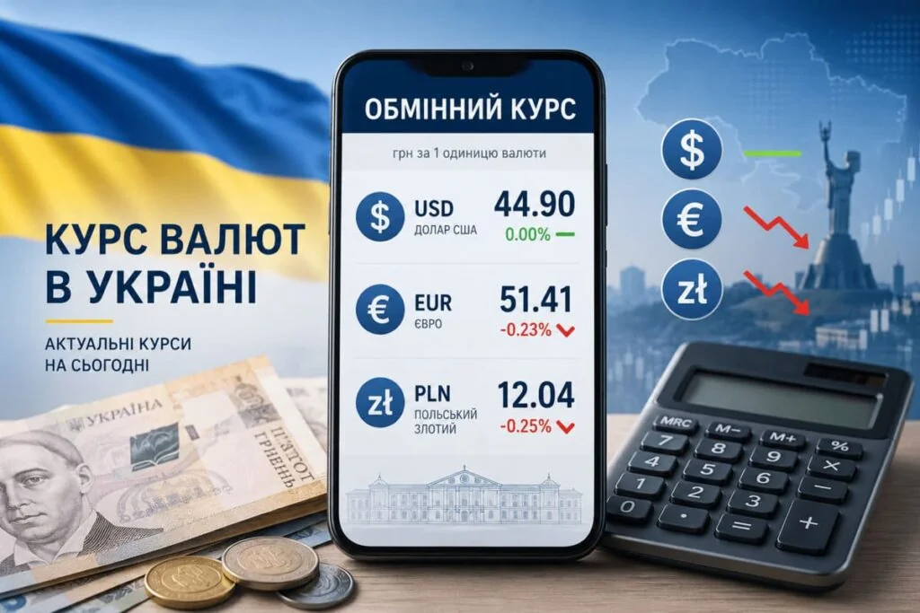 Курс валют в Україні: долар, євро та злотий на екрані смартфона