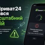 Смартфон з помилкою 502 у Приват24 під час масштабного збою
