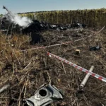 Місце катастрофи вертольота Мі-8 на Полтавщині після перехоплення дронів
