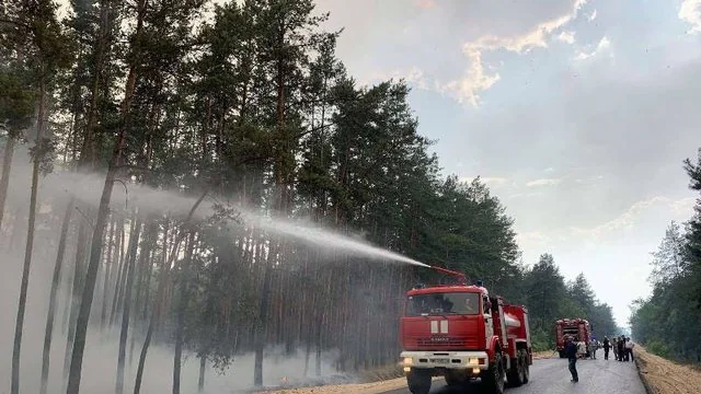 Пожежники гасять вогонь у Чорнобильській зоні відчуження