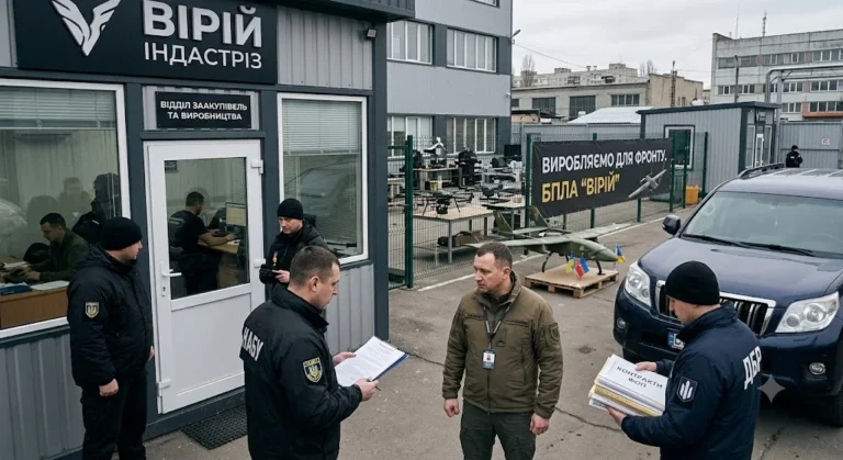 Правоохоронці під час обшуку на підприємстві Vyriy Industries з FPV-дроном